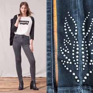 Levi’s 721 High-Rise Skinny Studded  Black Jeans